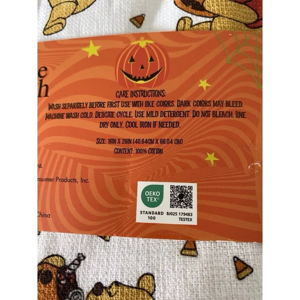 3‎ Pack Disney Winnie The Pooh Halloween Candy Corn Kitchen Towels 16 X 26” NEW